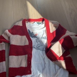 Striped button down sweater